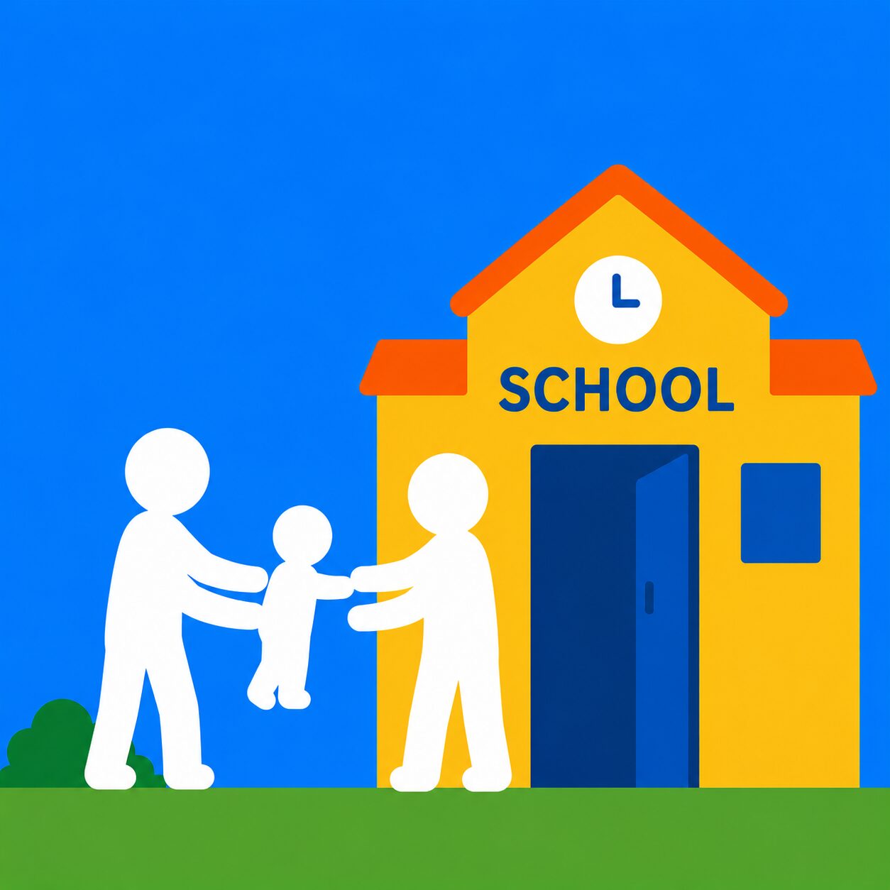 Illustratie: kinderen en ouders bij de basisschool in Zoetermeer